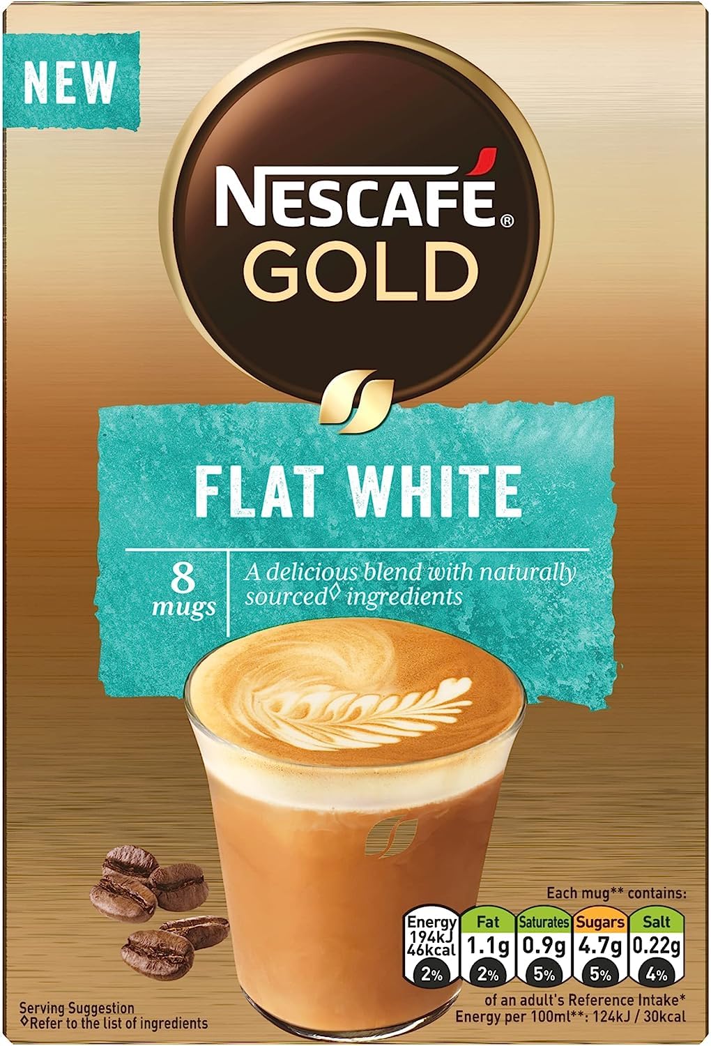 NESCAFÉ GOLD BLEND HPM9640PWプレミアムホワイト NESCAFÉ Gold Flat White Instant Coffee, 8 Sachets, (Pack of 6